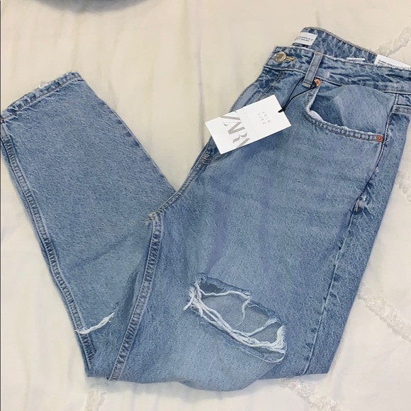ZARA DISTRESSED MOM JEANS- BRAND NEW - Picture 2 of 7